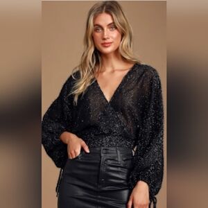 Lulus Elegant Black  Blouse